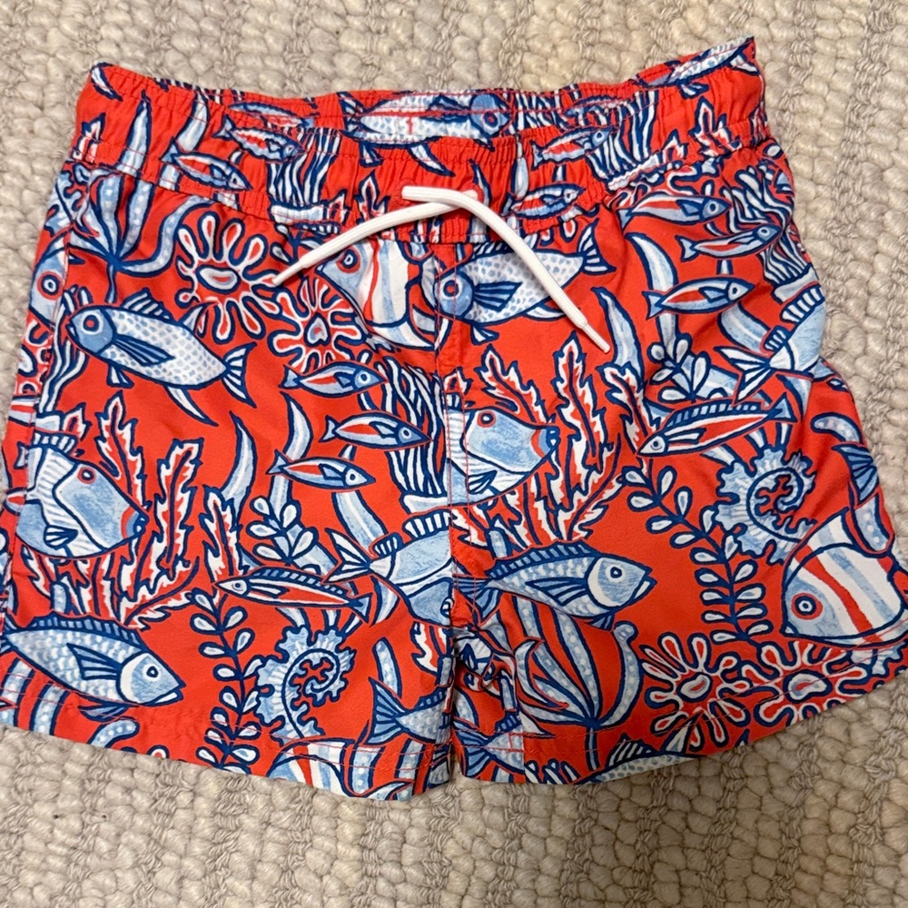Boy’s Red Printed Swim Shorts